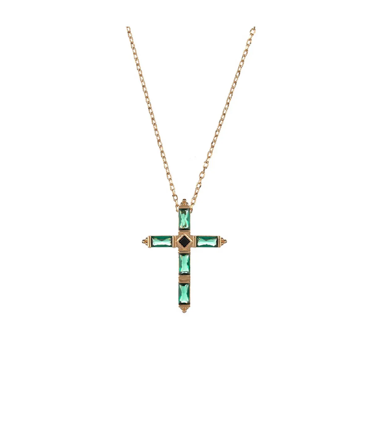 COLLAR AGAHTA DORIS CRUZ VERDE ESMERALDA / DORADO  2680128658TU