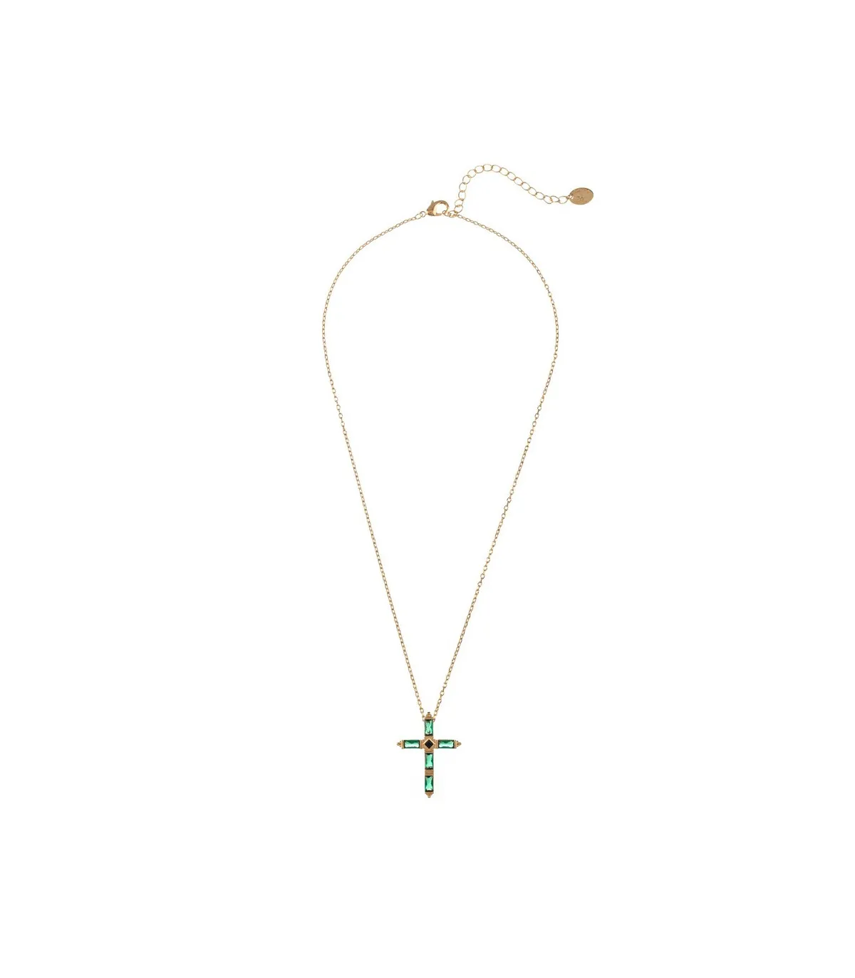 COLLAR AGAHTA DORIS CRUZ VERDE ESMERALDA / DORADO  2680128658TU