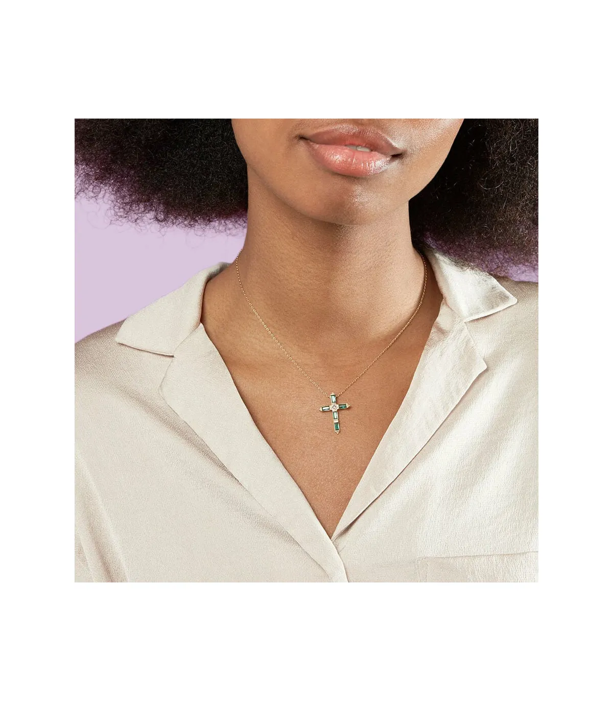 COLLAR AGAHTA DORIS CRUZ VERDE ESMERALDA / DORADO  2680128658TU