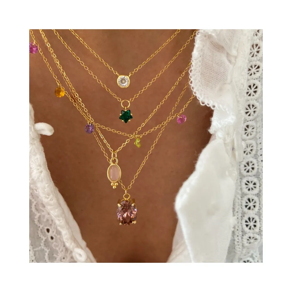 Collar Sanya Cuarzo Rosa Oro