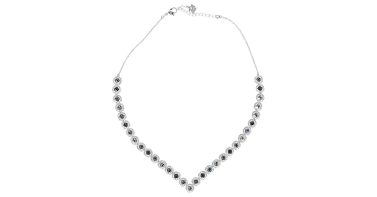 Collar Swarovski Angelic Square en metal plateado rodiado Plata 