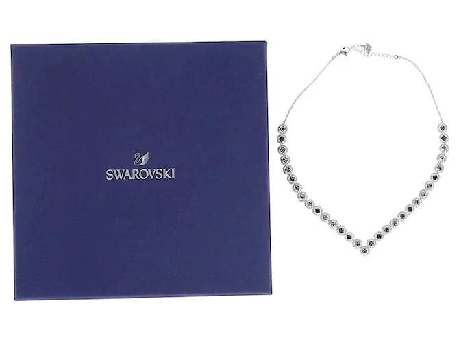 Collar Swarovski Angelic Square en metal plateado rodiado Plata 