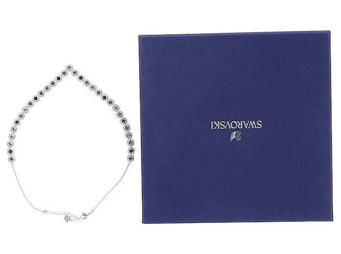 Collar Swarovski Angelic Square en metal plateado rodiado Plata 
