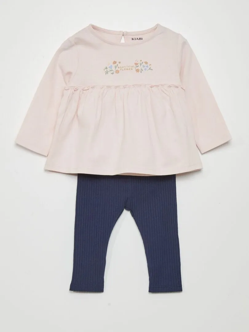 CONJUNTO DE CAMISETA + LEGGING  2 PIEZAS  ROSA