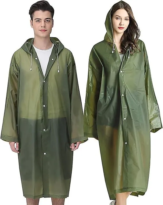 Convenient 2pcs Rain Ponchos For Adults Reusable, Raincoats Emergency For Women Men With Hood And Drawstring