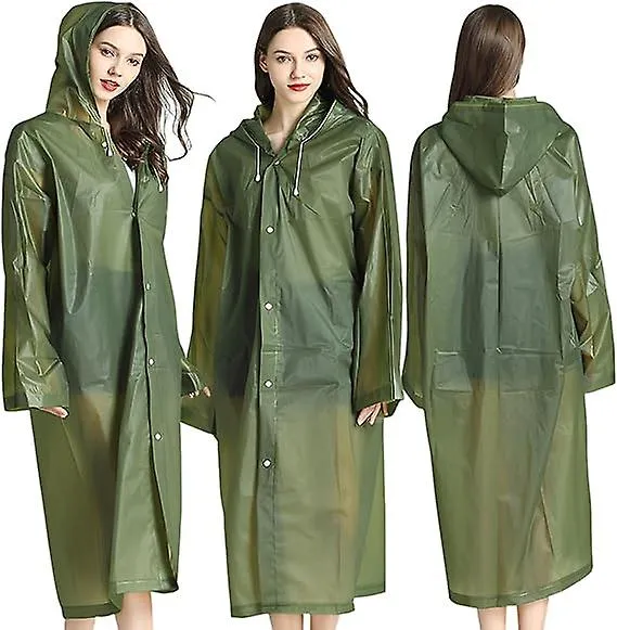 Convenient 2pcs Rain Ponchos For Adults Reusable, Raincoats Emergency For Women Men With Hood And Drawstring