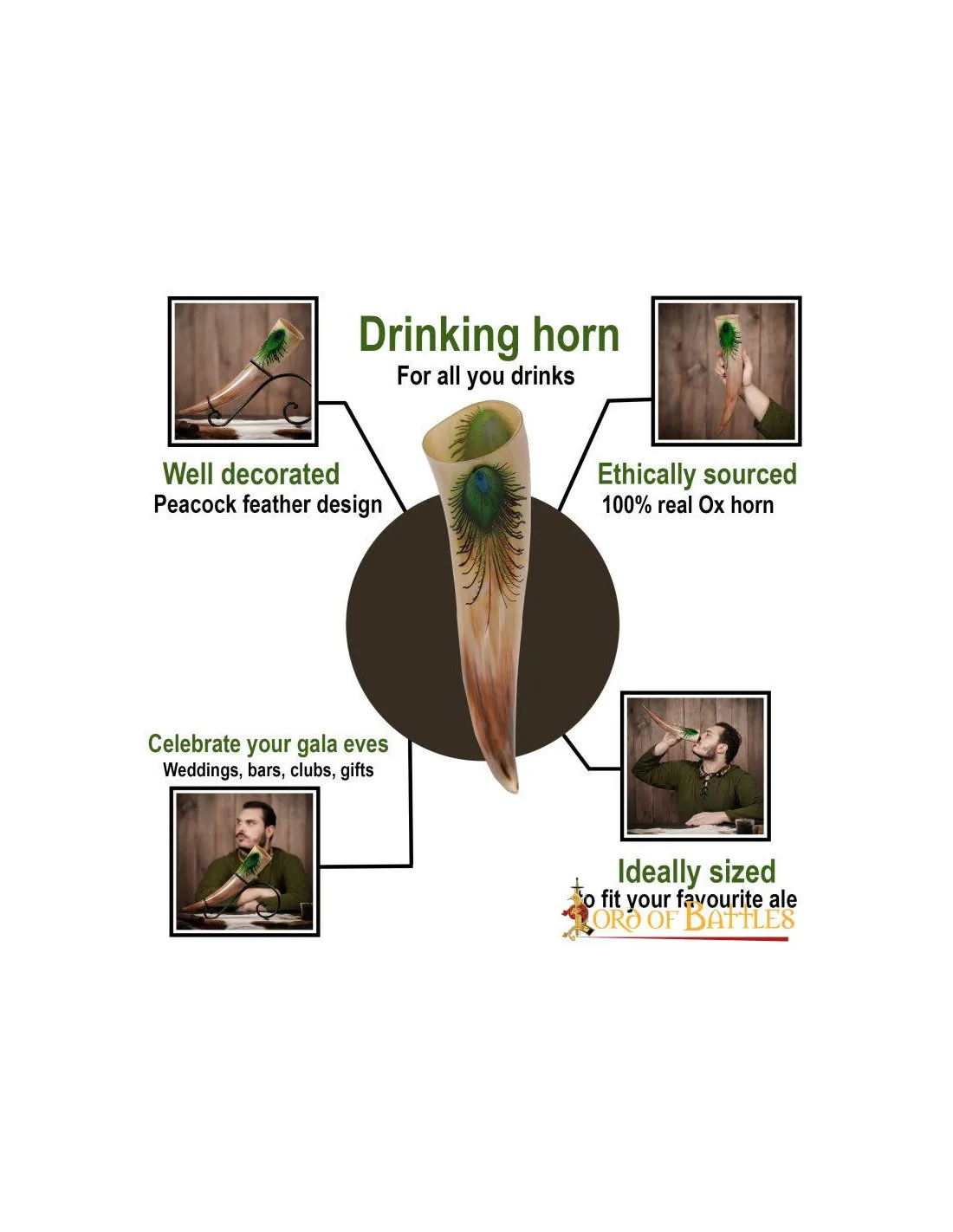 Cuerno para Beber con Diseños Ornamentados