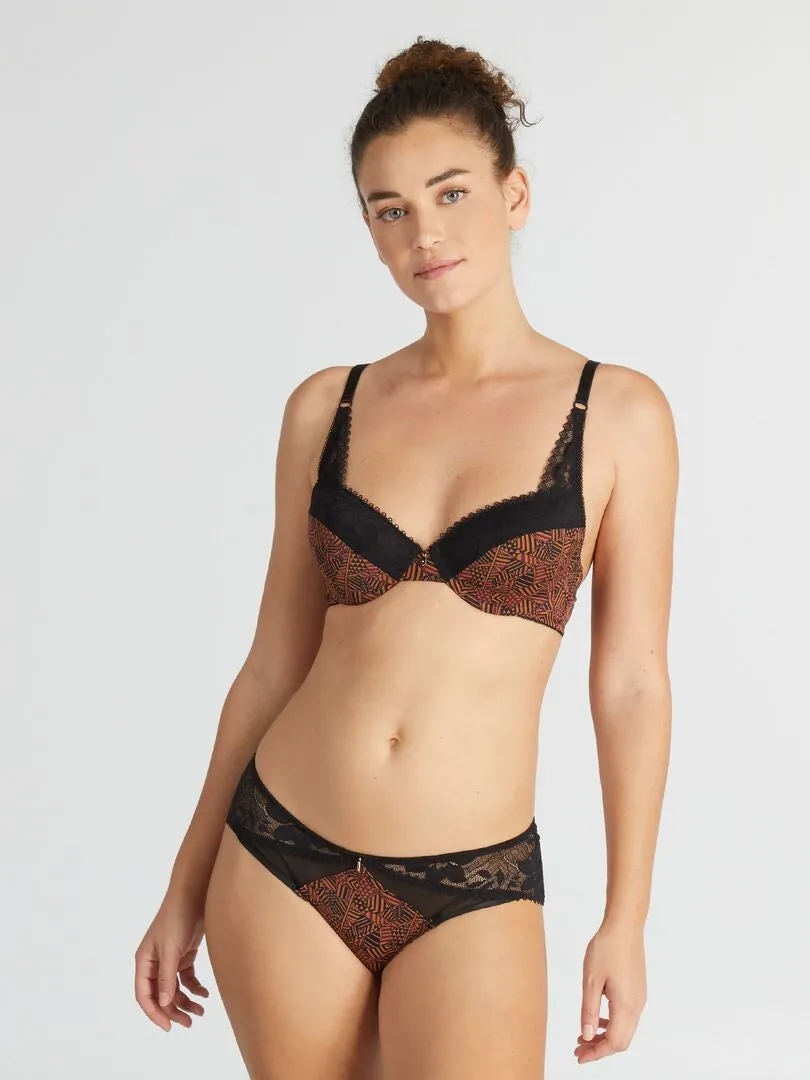 CULOTTE DE MICROFIBRA Y ENCAJE 'ENVIE DE LINGERIE'  MARRON