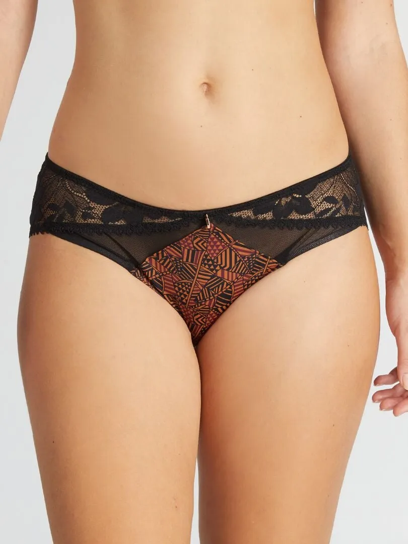CULOTTE DE MICROFIBRA Y ENCAJE 'ENVIE DE LINGERIE'  MARRON