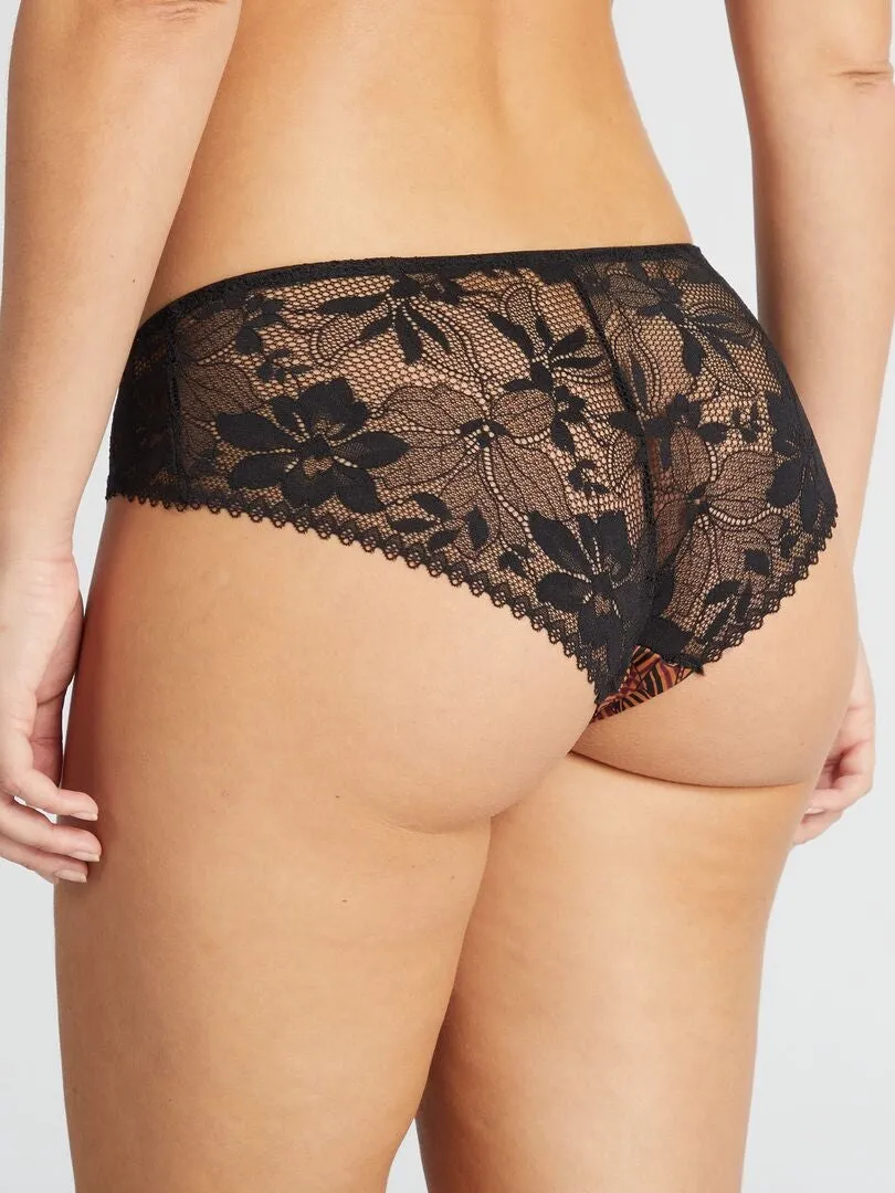 CULOTTE DE MICROFIBRA Y ENCAJE 'ENVIE DE LINGERIE'  MARRON