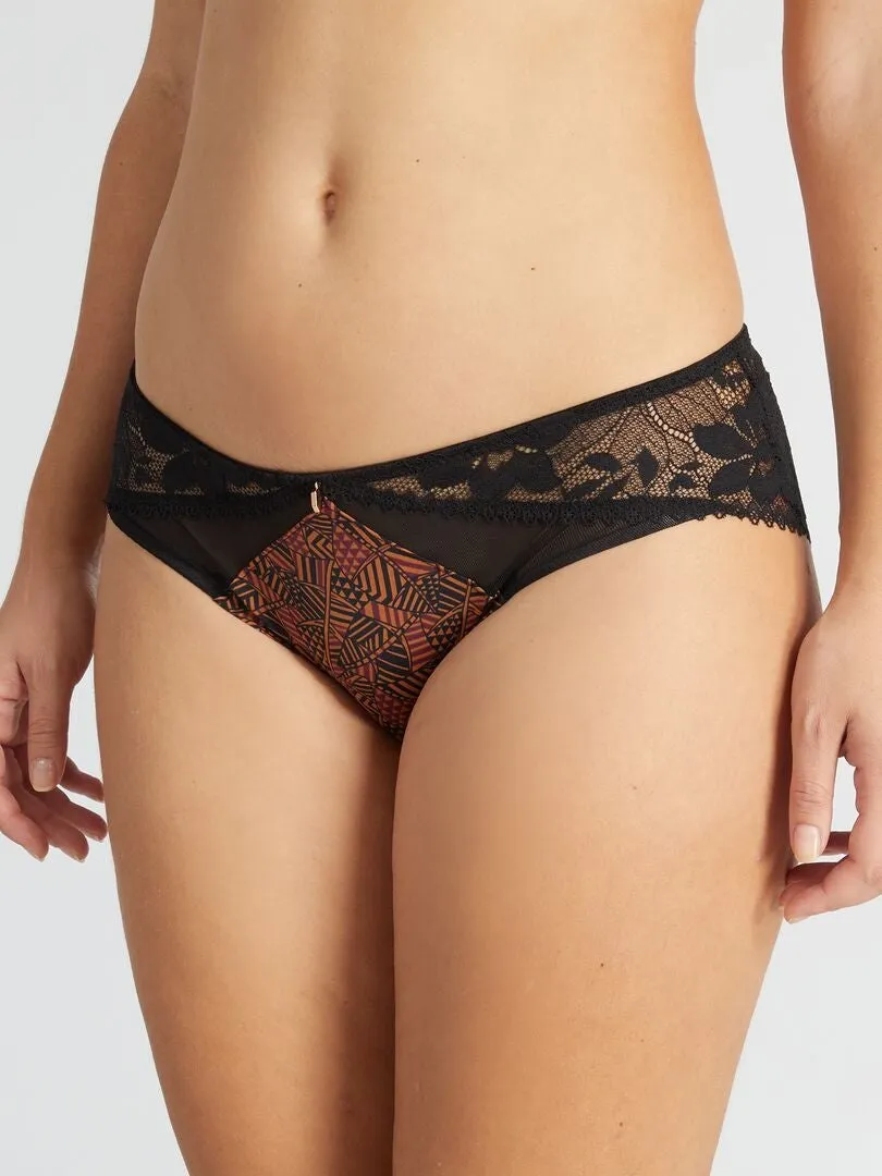 CULOTTE DE MICROFIBRA Y ENCAJE 'ENVIE DE LINGERIE'  MARRON