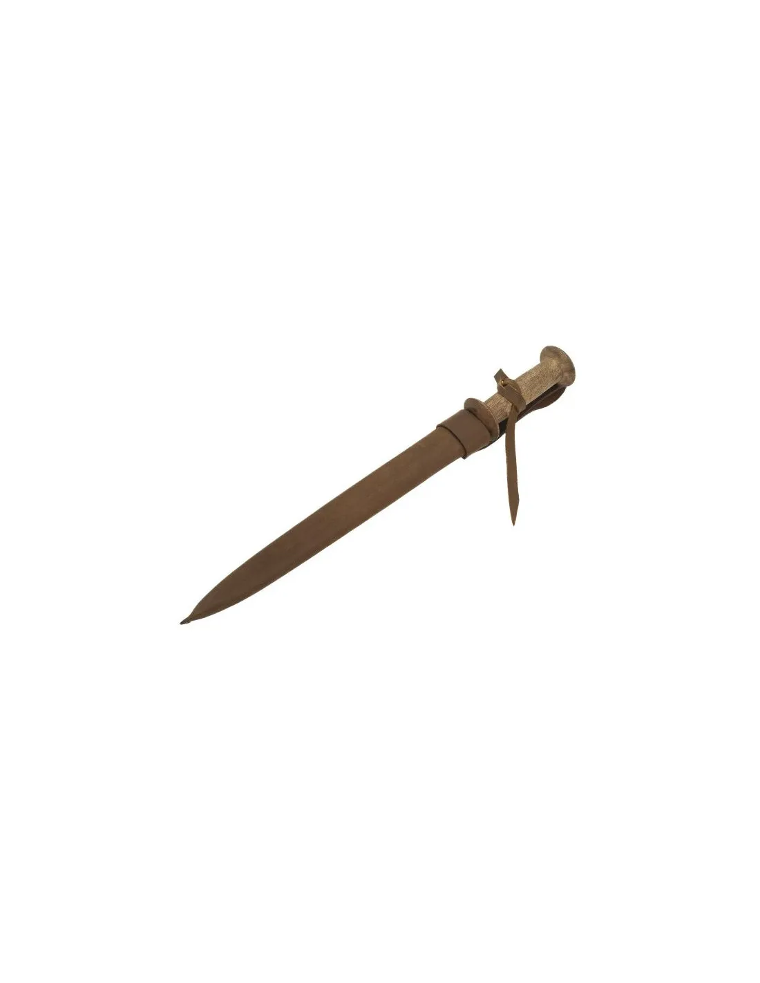 Daga medieval tipo Rondell con vaina de cuero