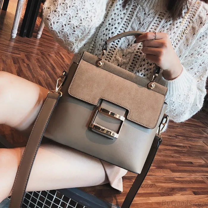 Fashion Single Buckle Portable Messenger Small Square Bag Frosted Shoulder Bag