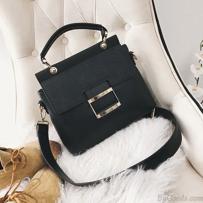 Fashion Single Buckle Portable Messenger Small Square Bag Frosted Shoulder Bag