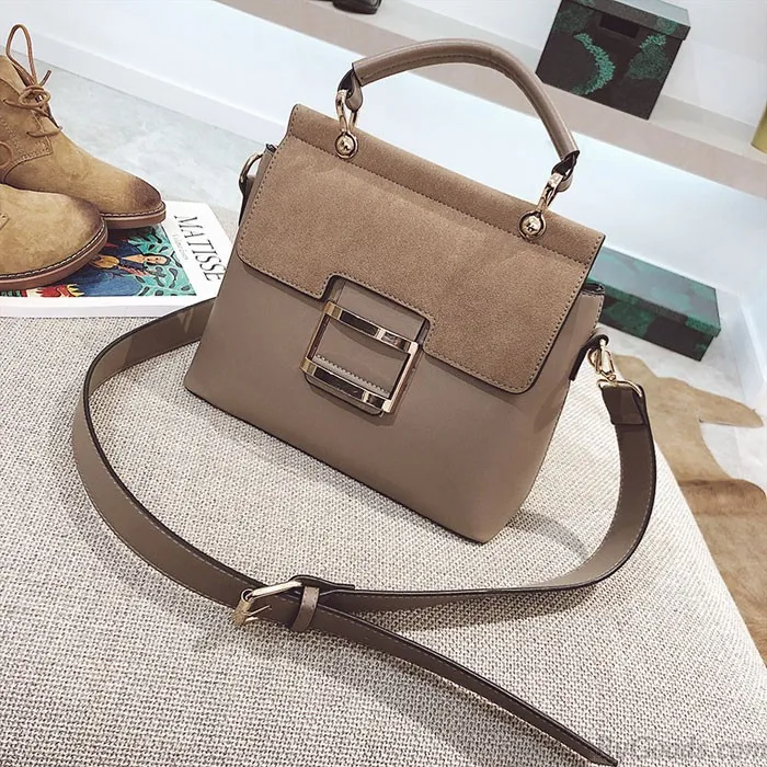 Fashion Single Buckle Portable Messenger Small Square Bag Frosted Shoulder Bag