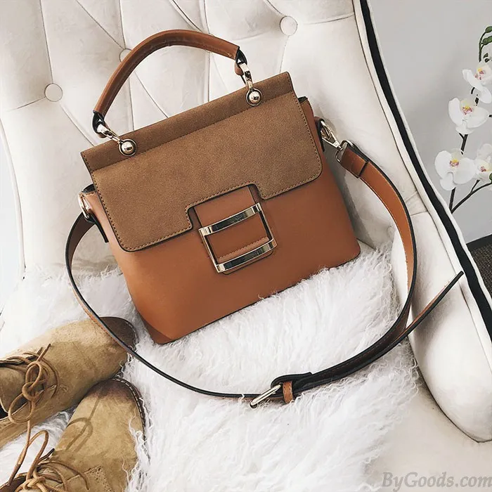 Fashion Single Buckle Portable Messenger Small Square Bag Frosted Shoulder Bag