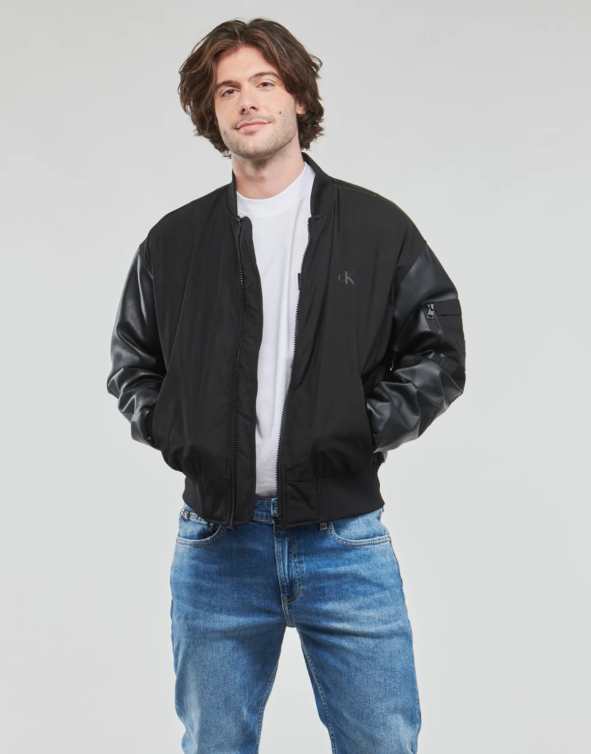 FAUX LEATHER BOMBER JACKET