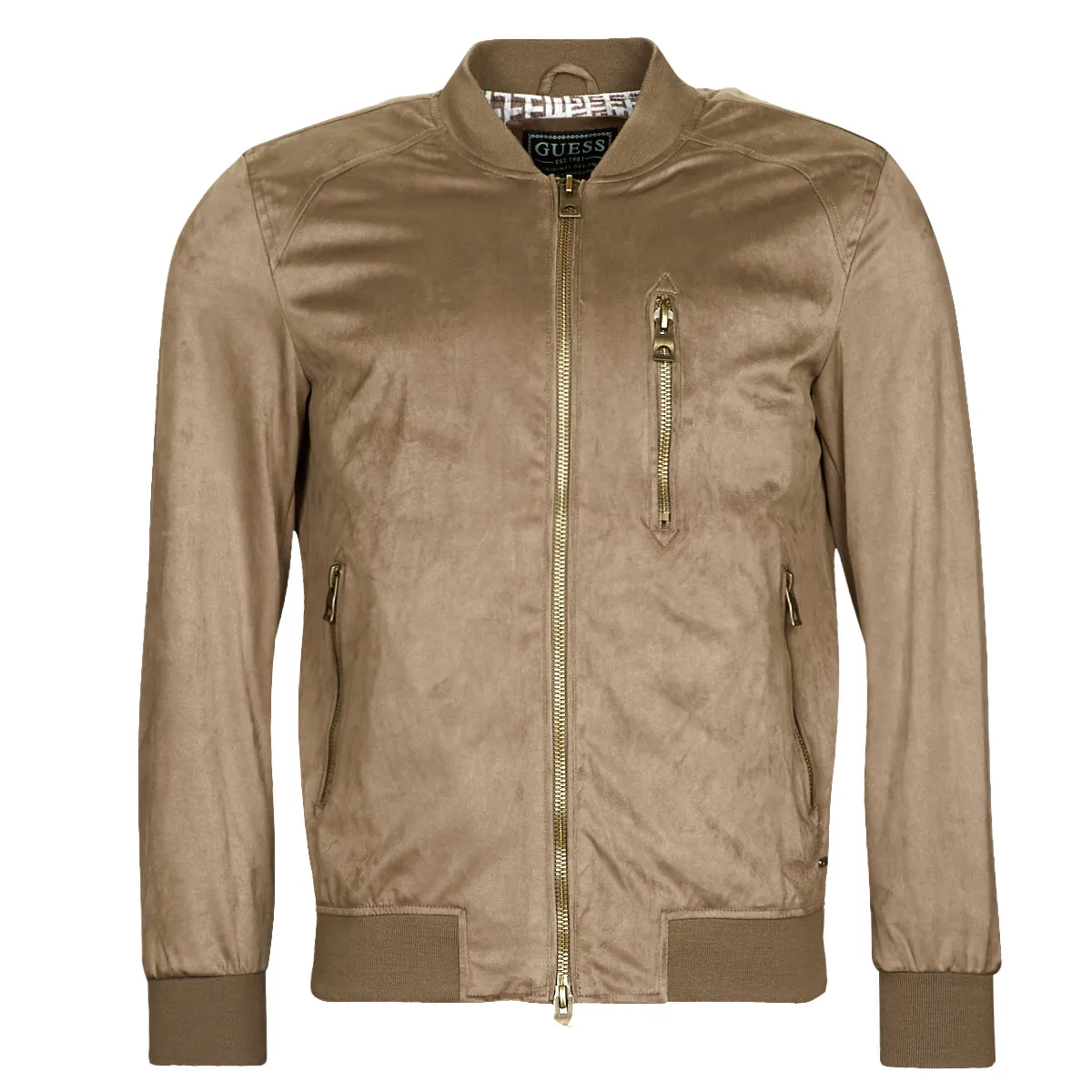 FAUX SUEDE HOODED BOMBER