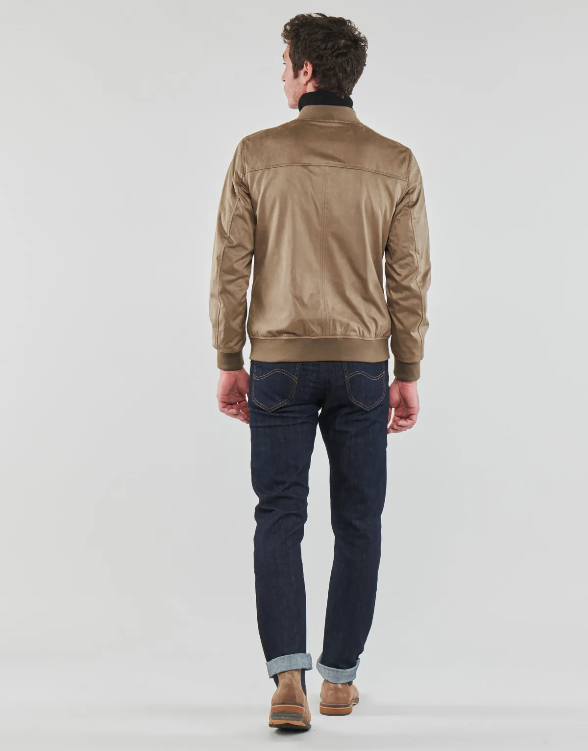 FAUX SUEDE HOODED BOMBER