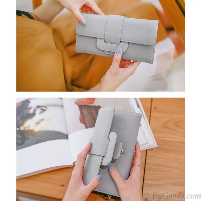 Fresh Girl's Square Whole Color PU Purse Wallet Clutch Bag  