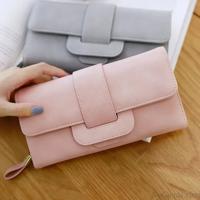 Fresh Girl's Square Whole Color PU Purse Wallet Clutch Bag  