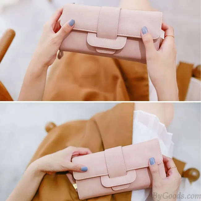 Fresh Girl's Square Whole Color PU Purse Wallet Clutch Bag  