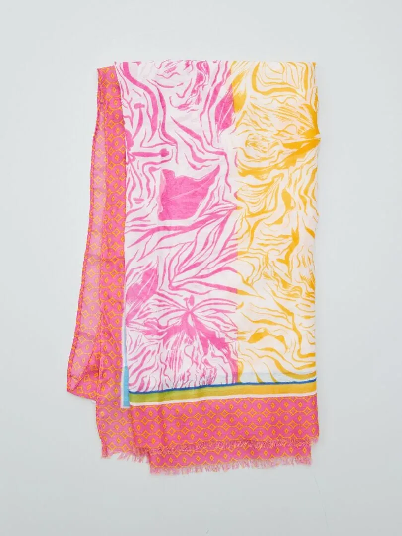 FULAR COLORIDO CON ESTAMPADOS  NARANJA