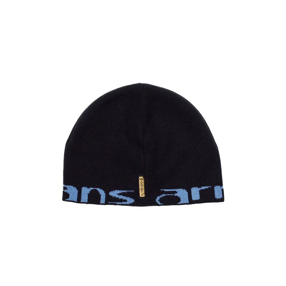 Gorro de Lana Armani Jeans CD102 Color Azul Marino y Letras en Celeste
