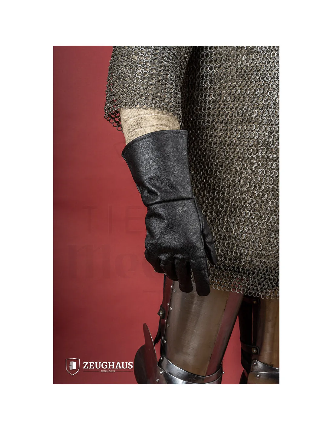 Guantes medievales de cuero negro, varias tallas
