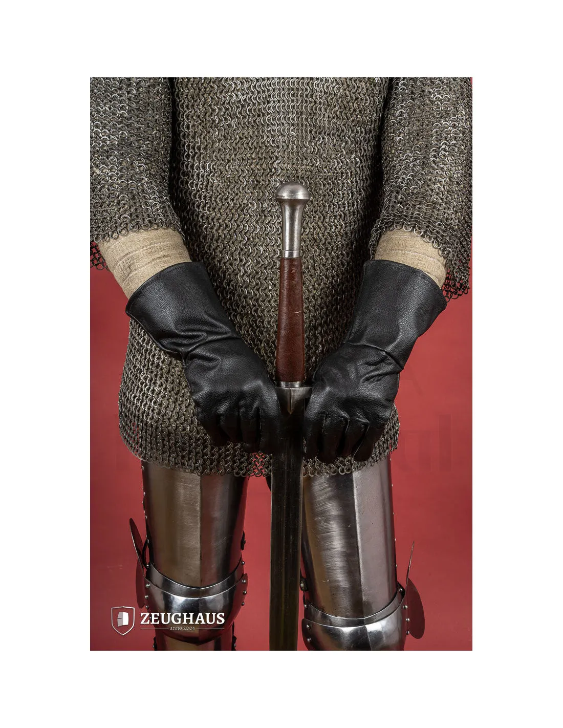 Guantes medievales de cuero negro, varias tallas