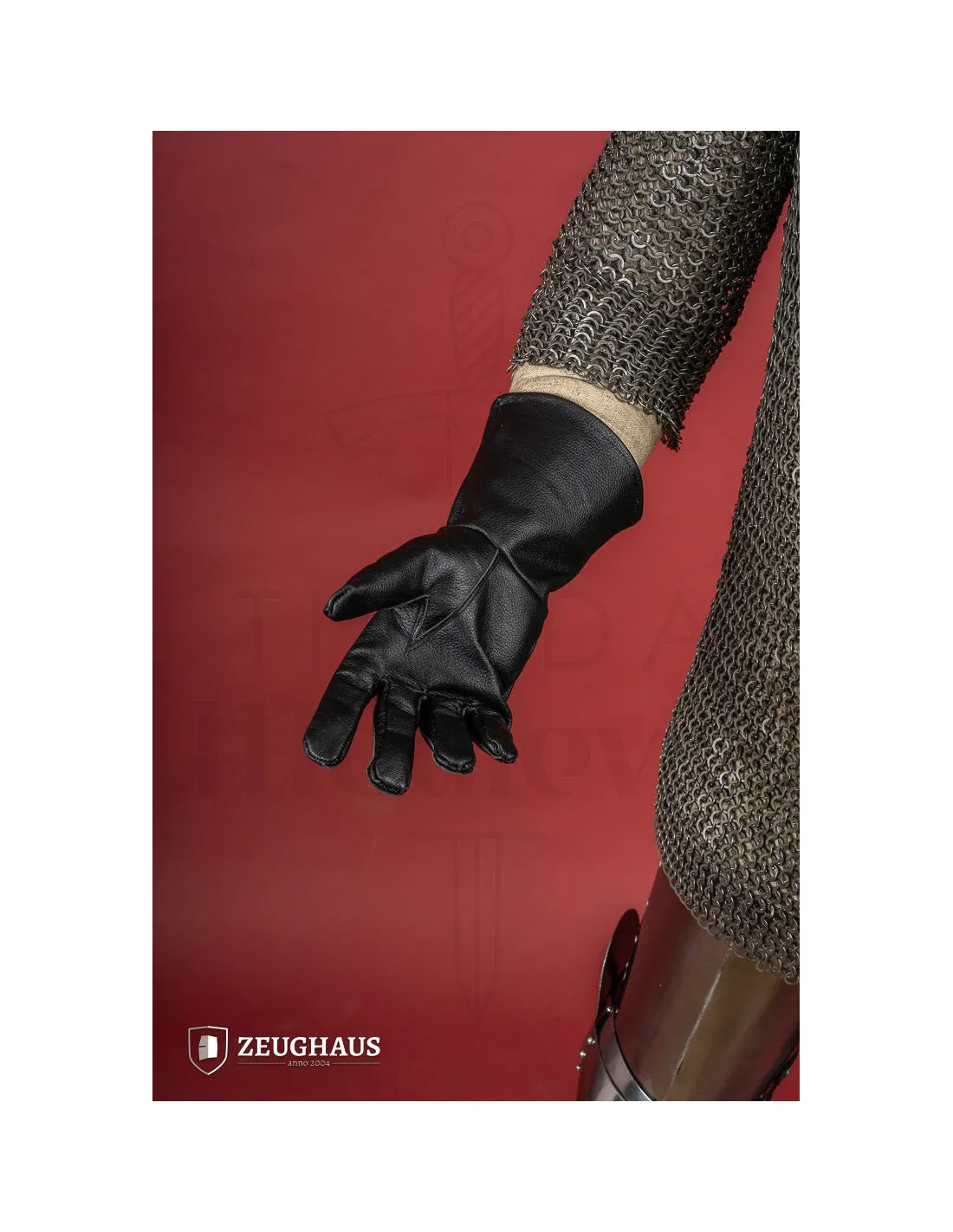 Guantes medievales de cuero negro, varias tallas