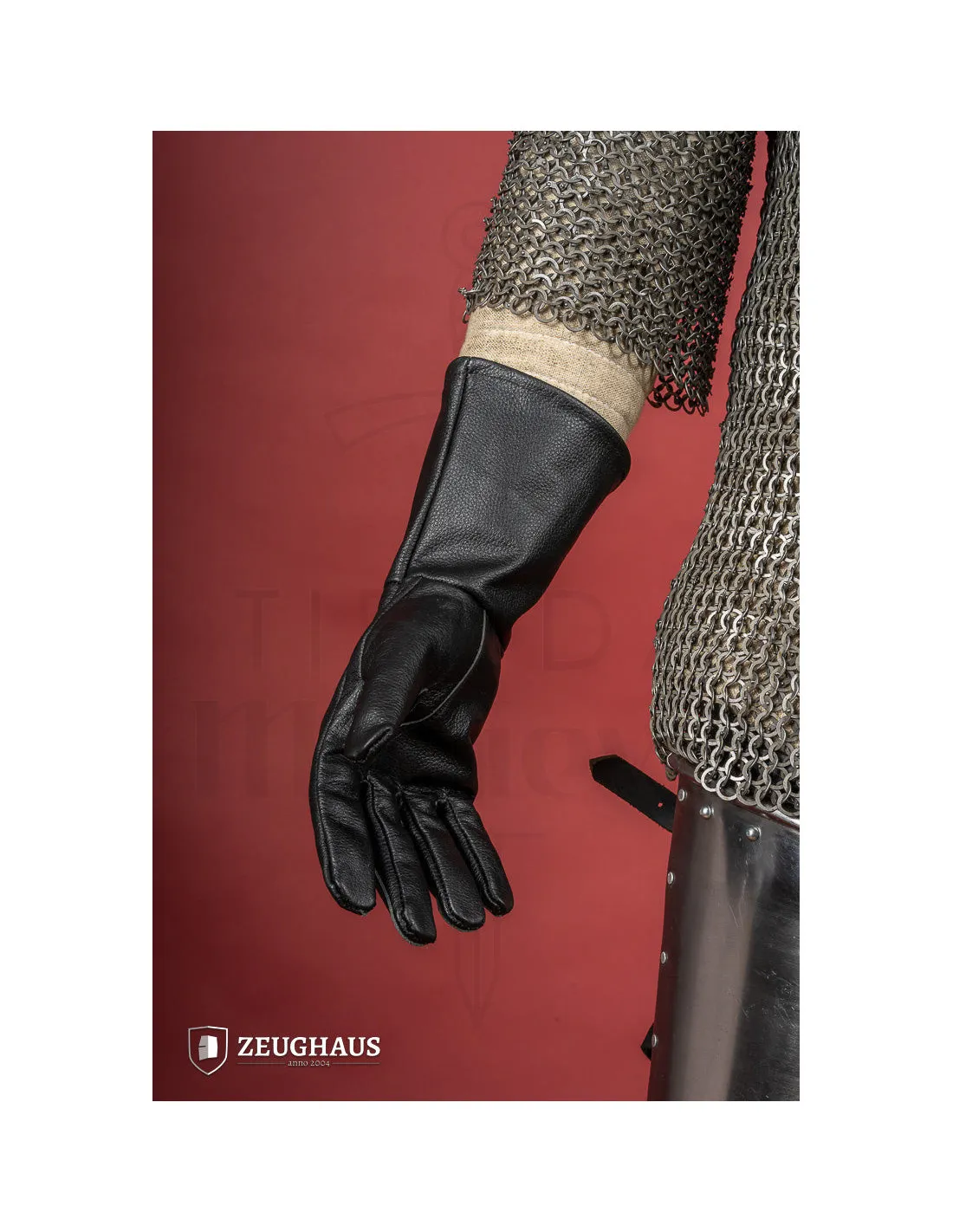 Guantes medievales de cuero negro, varias tallas