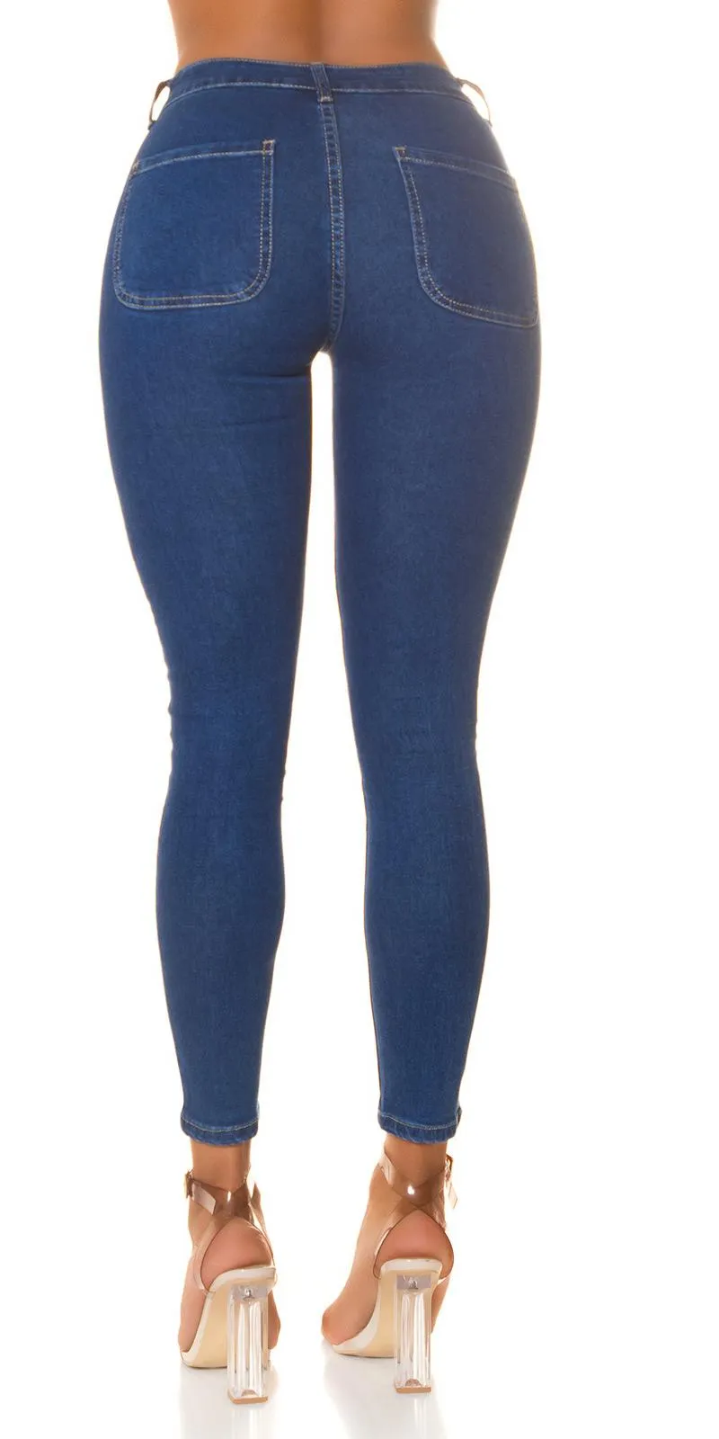 Jeans azul skinny de cintura alta 