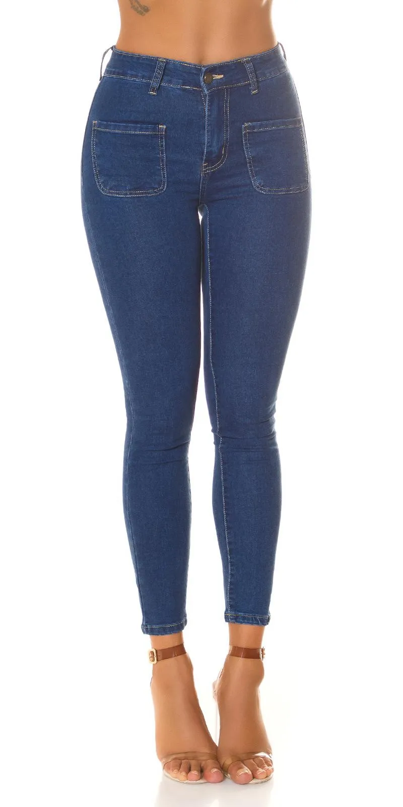 Jeans azul skinny de cintura alta 
