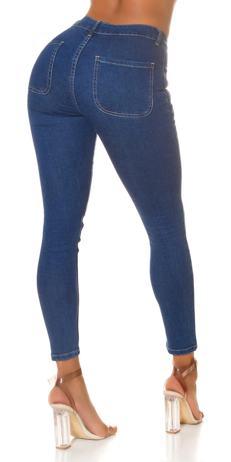 Jeans azul skinny de cintura alta 