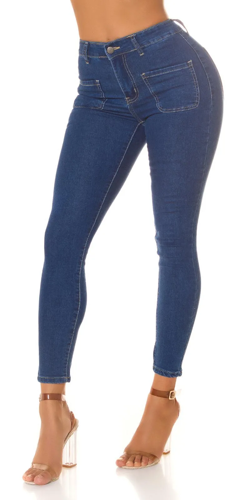Jeans azul skinny de cintura alta 