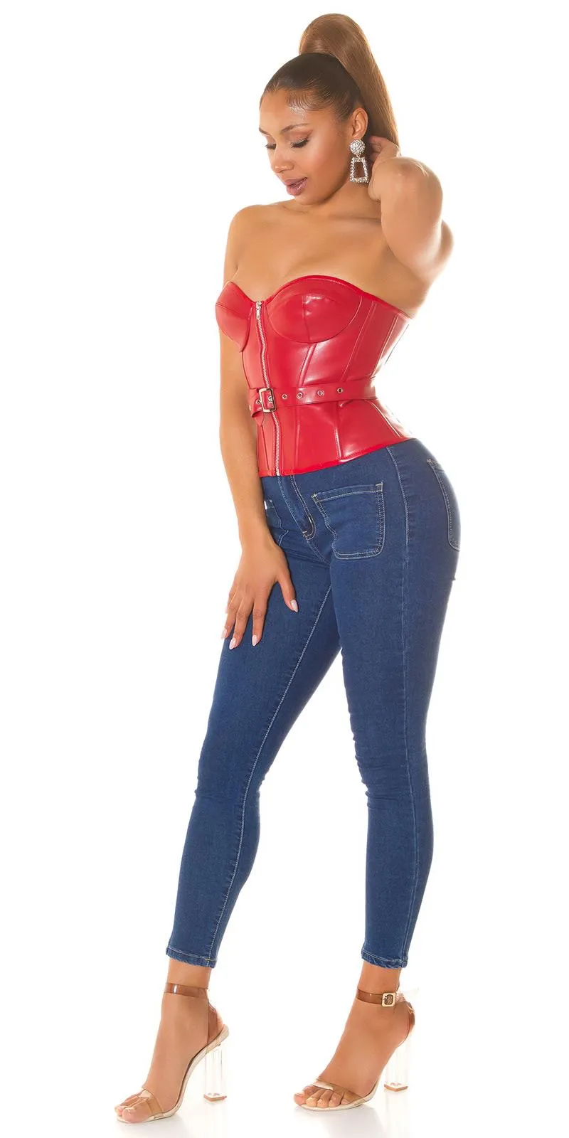 Jeans azul skinny de cintura alta 