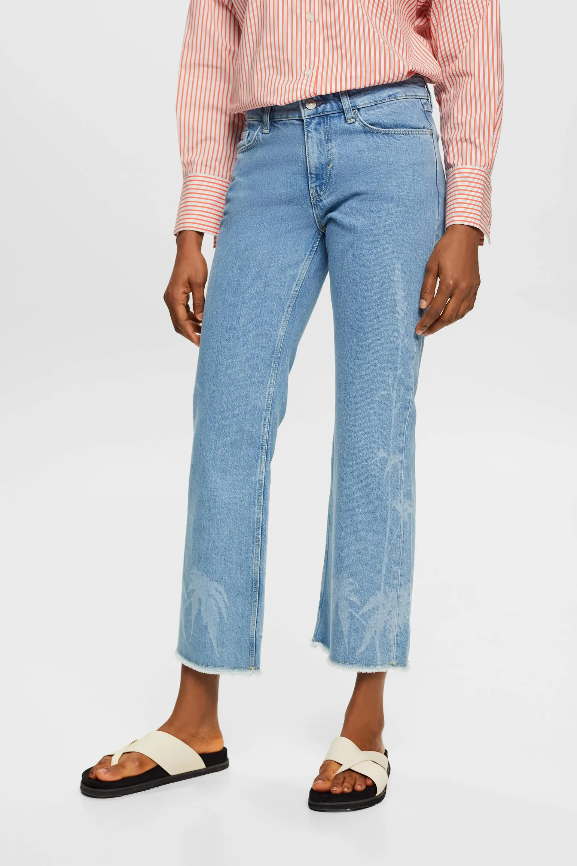 Jeans cropped estampados, 100 % algodón