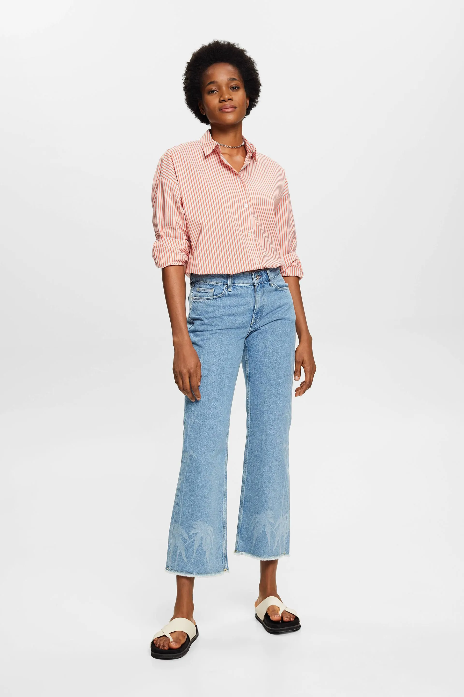 Jeans cropped estampados, 100 % algodón