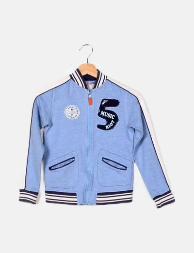 KIDKIND Bomber azul estampada