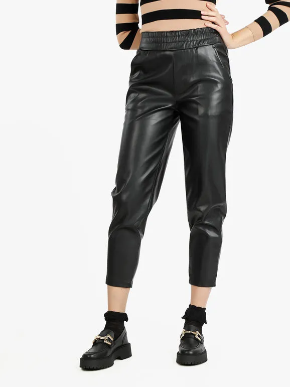 Louise Doro Pantalón efecto piel de mujer de talle alto