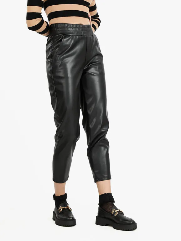 Louise Doro Pantalón efecto piel de mujer de talle alto