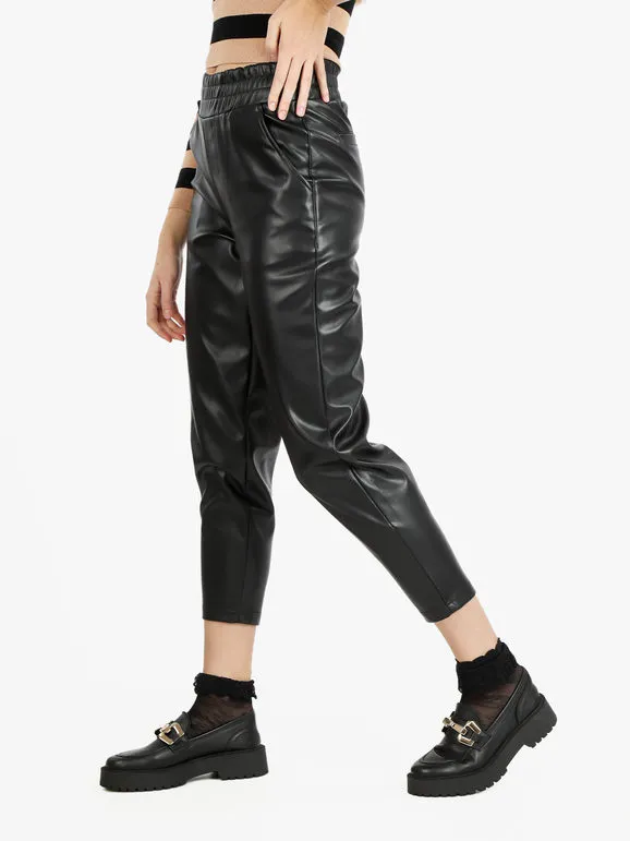 Louise Doro Pantalón efecto piel de mujer de talle alto