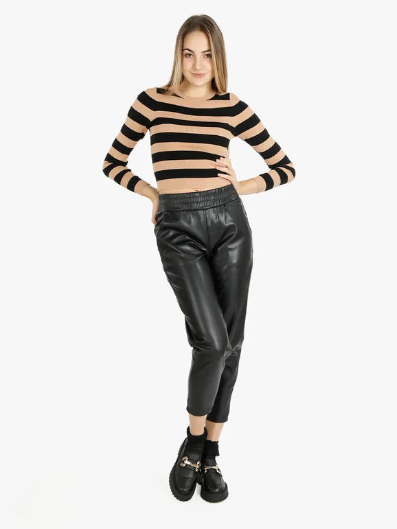 Louise Doro Pantalón efecto piel de mujer de talle alto