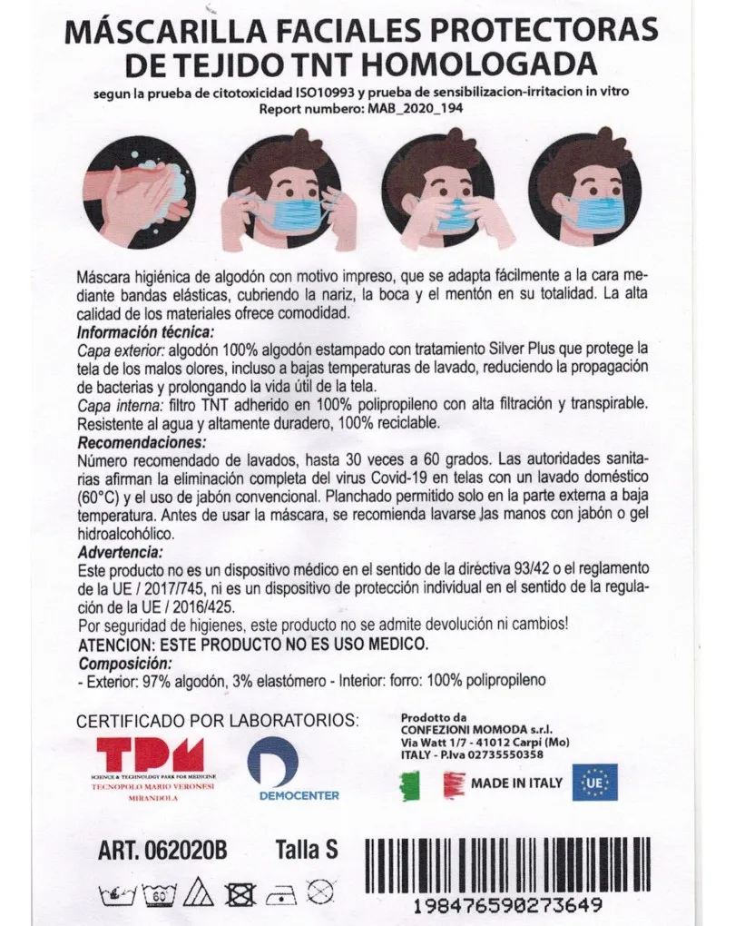 MASCARILLAS DE TELA CON ALEGRES ESTAMPADOS