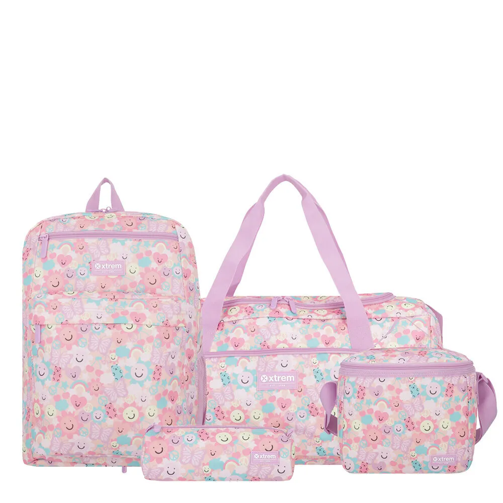 Megapack 2.0 5XT Mochila Niña Xtrem Flores Rosado