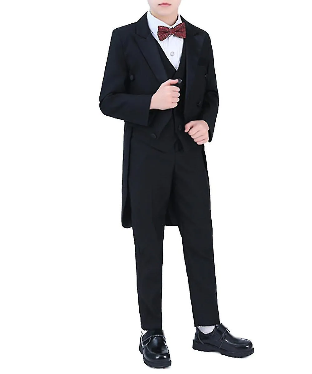 Mike Boys Traje slim de solapa de pico de 3 piezas para ocasiones formales (esmoquin, pantalones y pajarita)
