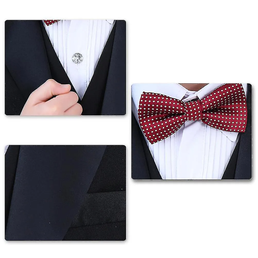Mike Boys Traje slim de solapa de pico de 3 piezas para ocasiones formales (esmoquin, pantalones y pajarita)