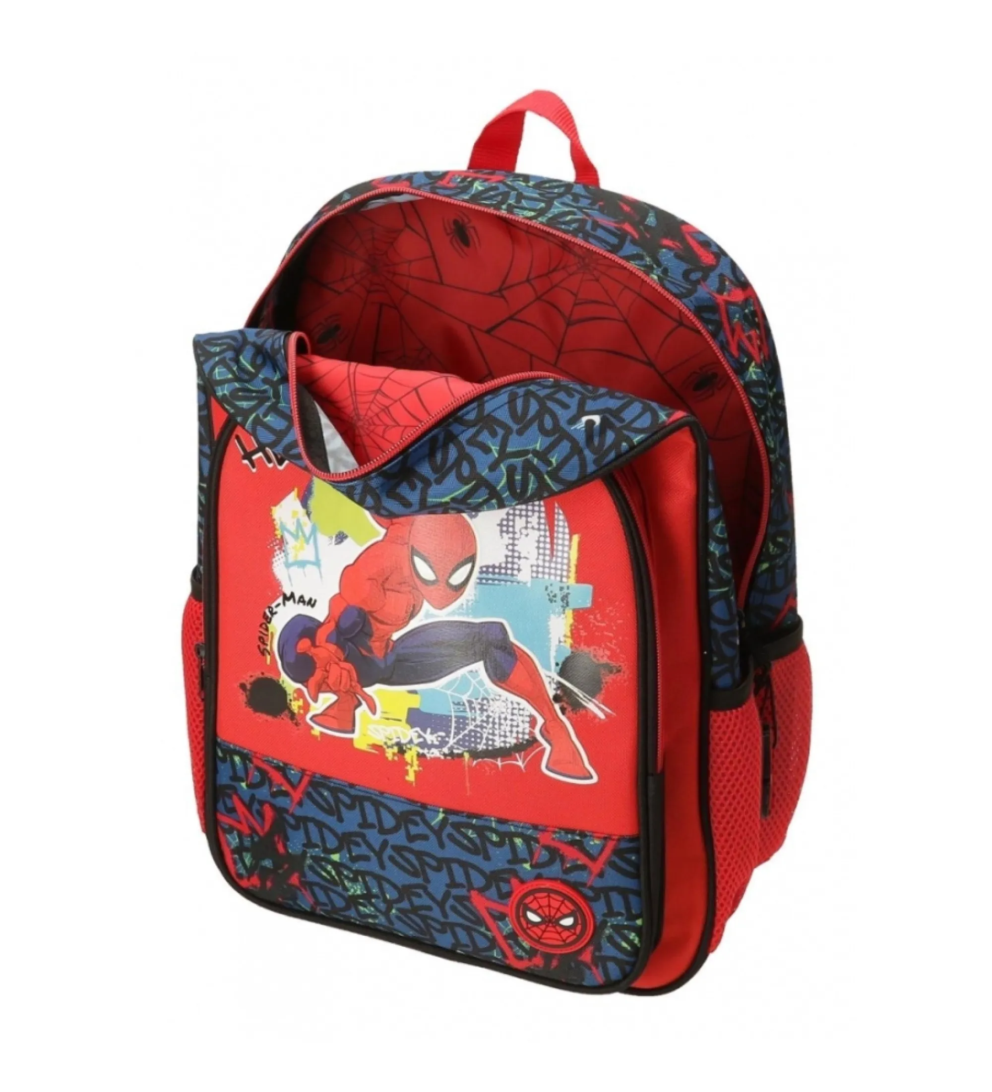 Mochila Spiderman urban dos compartimentos adaptable a carro rojo