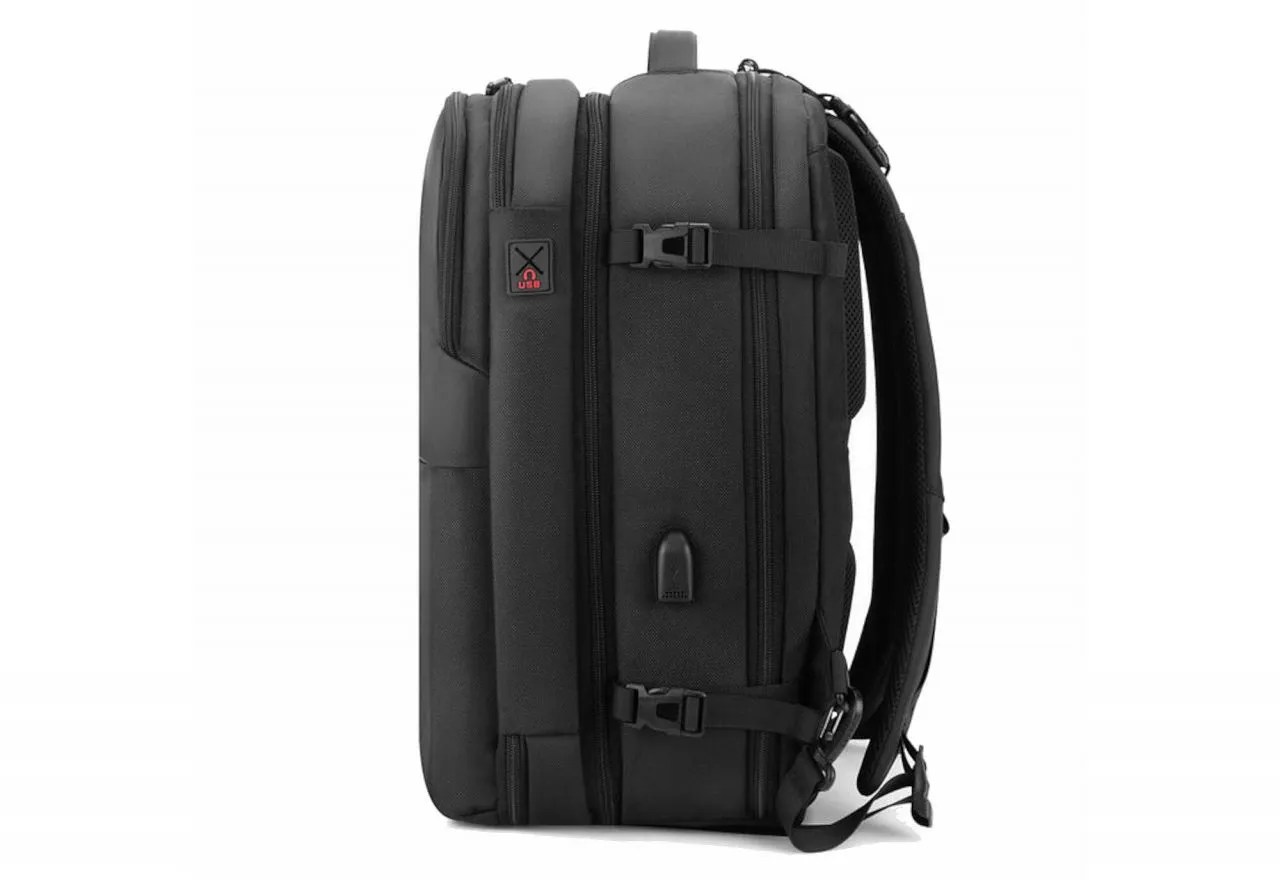 Mochila/maleta Nilon Negro 3 Compartimentos Con Cargador